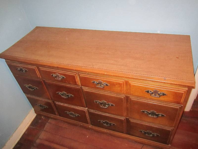 lot 675 image: Wood dresser, top measures 4 x 18...