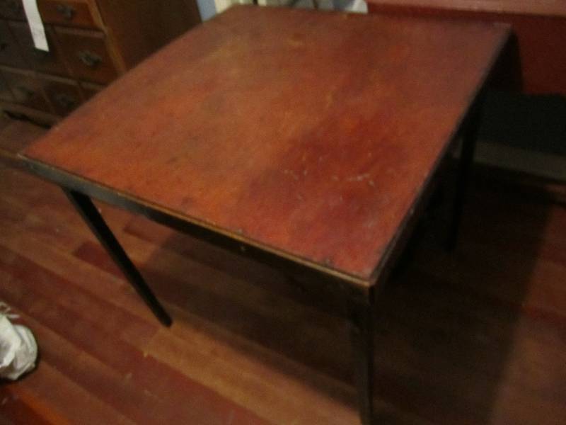 lot 679 image: Antique wood card table...