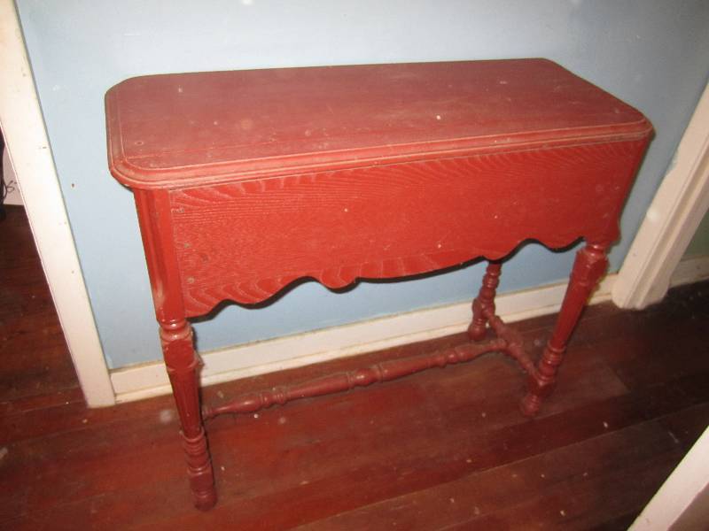lot 680 image: Antique wood shelf, 32 x 13 top...