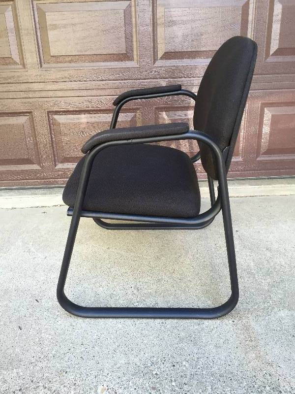 lot 10 image: Office Reception Ergonomic Sled Base Guest Lounge Chair with Padded Arms Home Office Seating Side Chair - Super Condition Retails New $125.00 Chair #10 -24x24x33