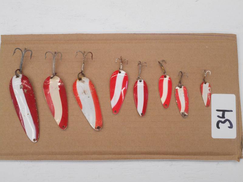 lot 34 image: Lot Of (8) Assorted Spoon Lures ...