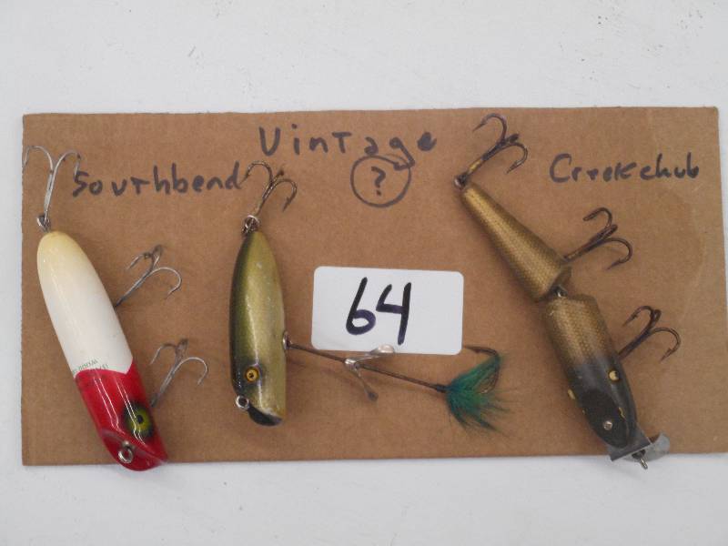 lot 64 image: Lot Of (3) Vintage Fishing Lures ...