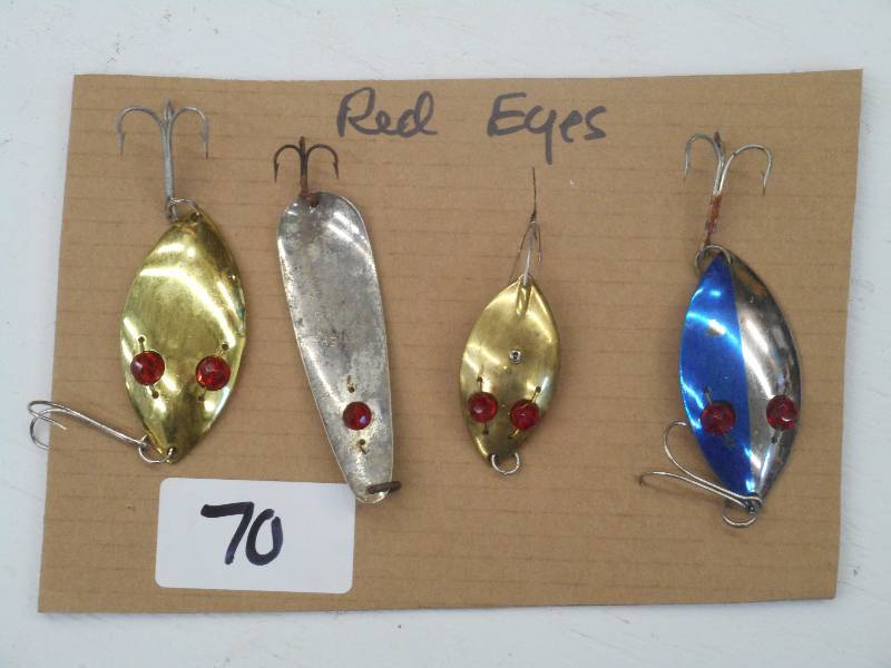 lot 70 image: Lot Of (4) Red Eye Spoon Lures ...