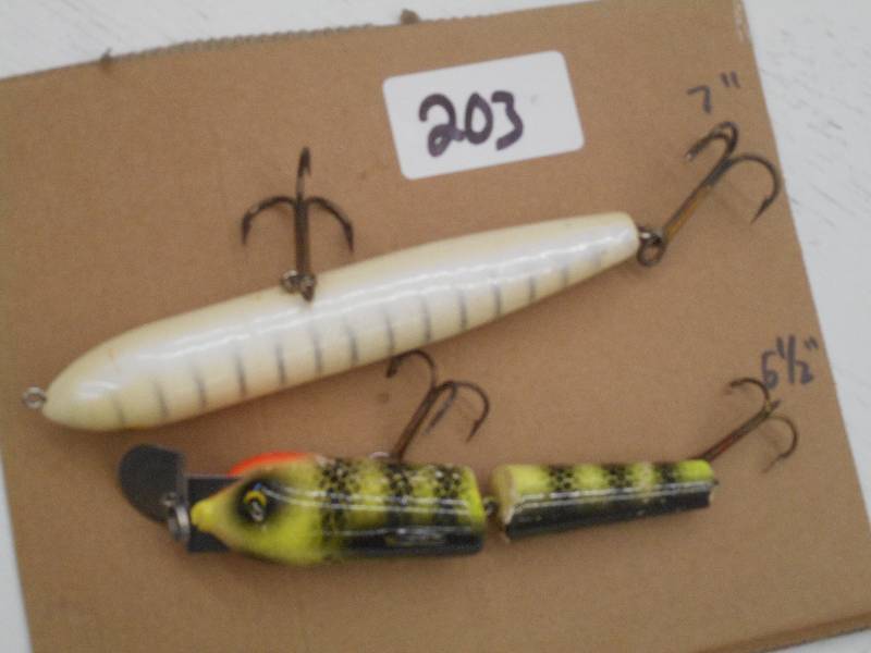 lot 203 image: (1) 7 & (1) 6.5 Muskie Lures ...
