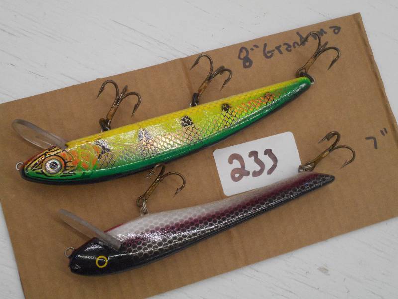 lot 233 image: (1) 7 & (1) 8 Grandma Muskie Lure...