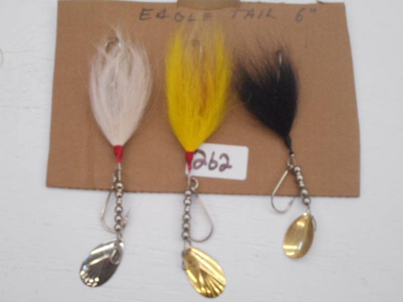 lot 262 image: (3) 6 Eagle Tail Muskie Spinner Lu...