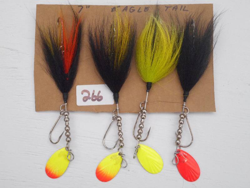 lot 266 image: (4) 7 Eagle Tail Muskie Spinner Lu...