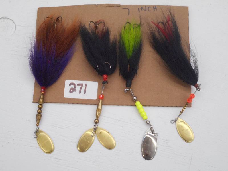 lot 271 image: (4) 7 Assorted Muskie Spinner Lure...
