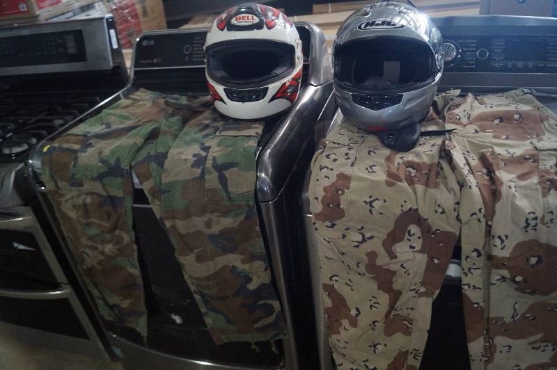 Snowmobile Helmets & Camo Pants