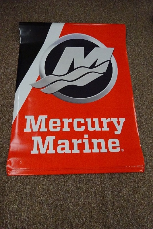 lot 8 image: Vinyl Mercury Marine double sided banner