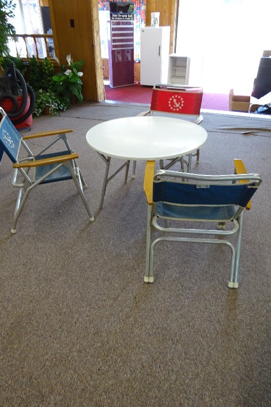 lot 73 image: Deck Chairs and table
