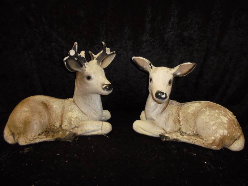 lot 49 image: Pair - Deer Lawn Ornaments, Plaster