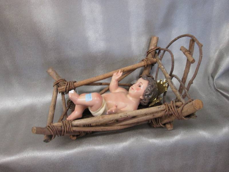 8 inch Baby Jesus in Wooden Manger...