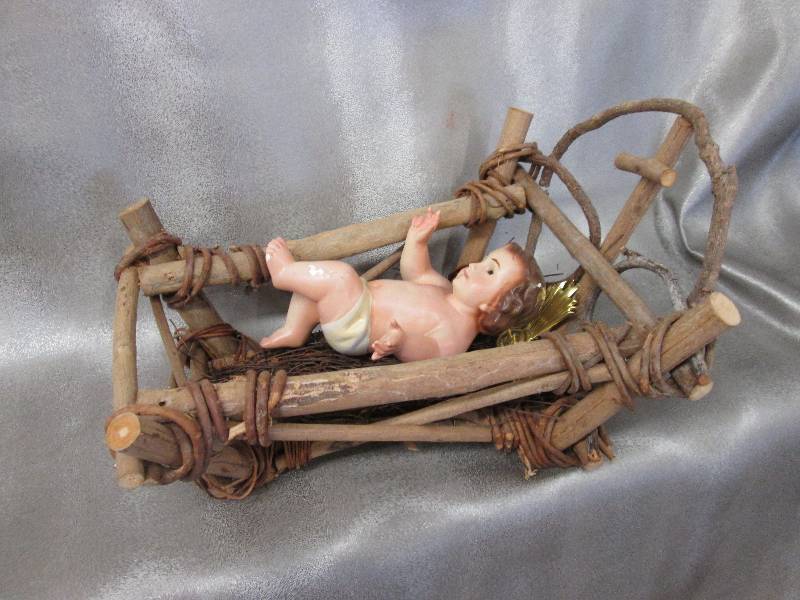 6 inch Baby Jesus in Wooden Manger...
