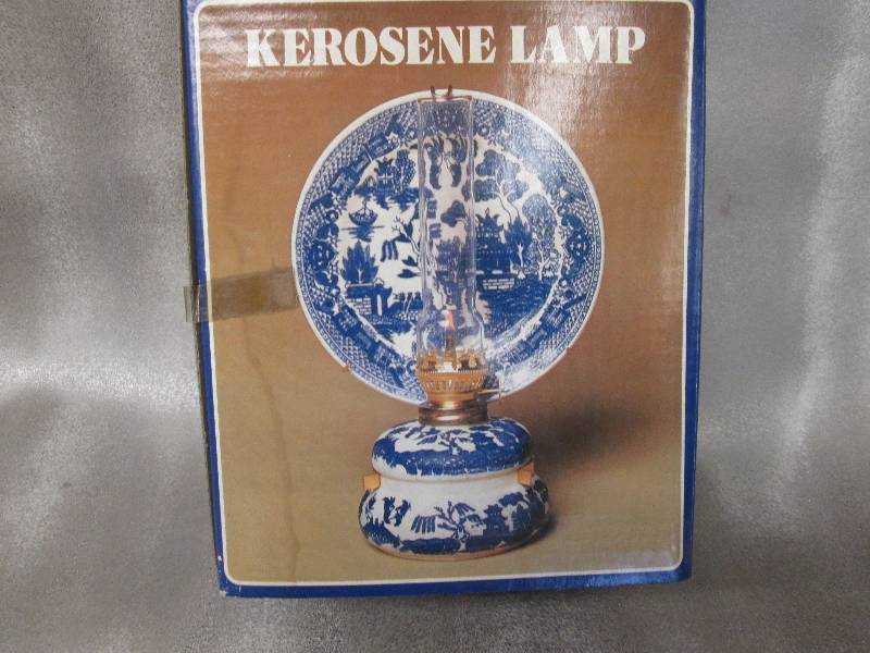 Kerosene Lamp and Matching Blue Pat...