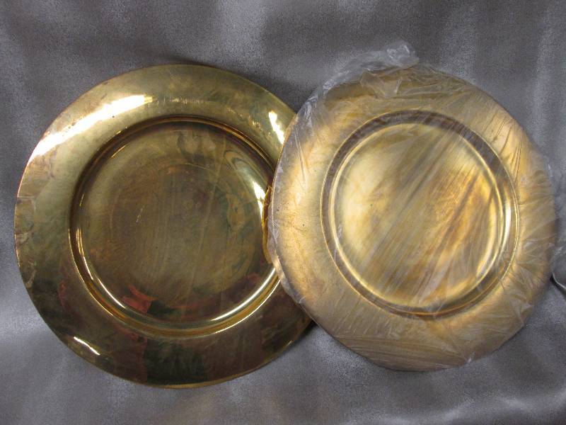 Lot of 2 12 brass colored plates...