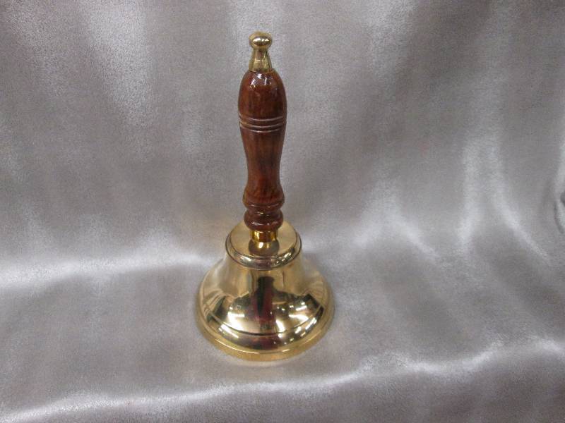 Brass Bell 9 12 inch, wooden handl...