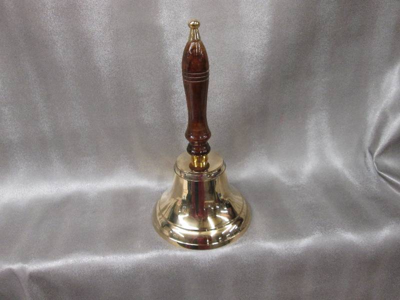 Brass Bell 11 inch, wooden handle...