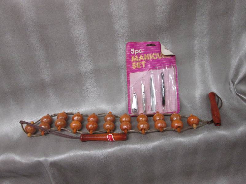 Wooden Back Massager, Manicure Set...