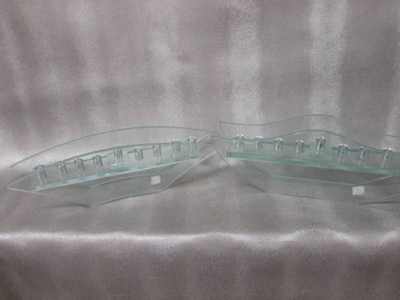 Lot of 2 mini glass candlabras...