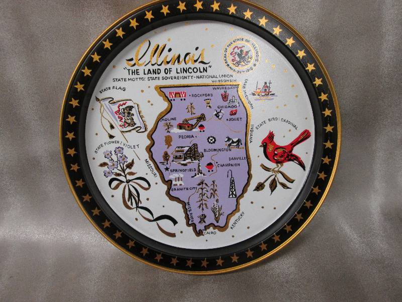 Lot of 9 Illinois Souvenir TraysPl...