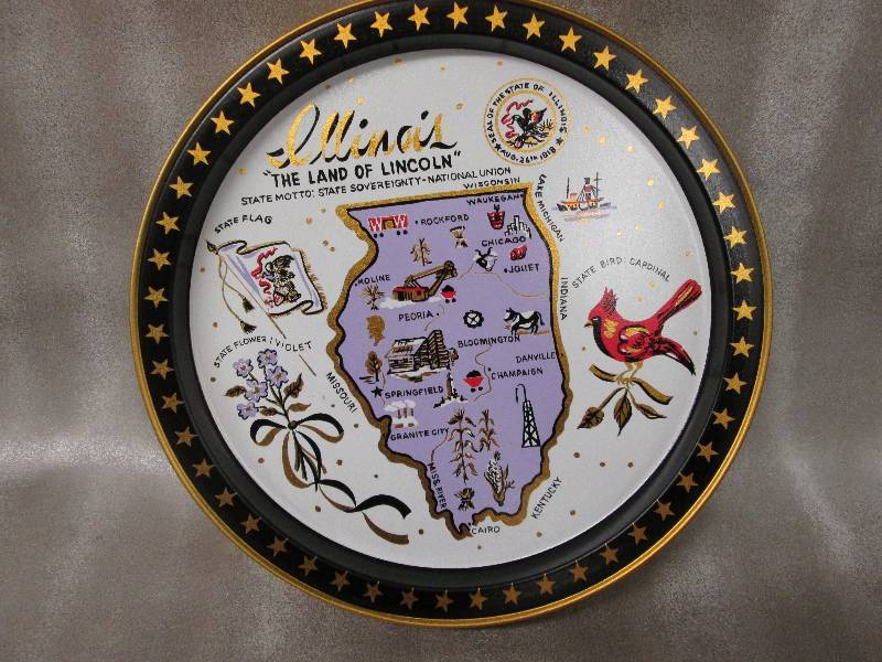 Lot of 9 Illinois Souvenir TraysPl...