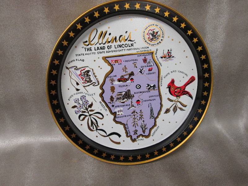 Lot of 9 Illinois Souvenir TraysPl...