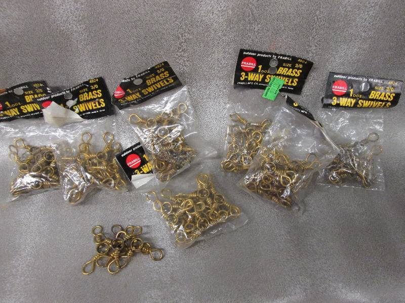 Lot of 7 Frabill Brass 3-Way Swivel...