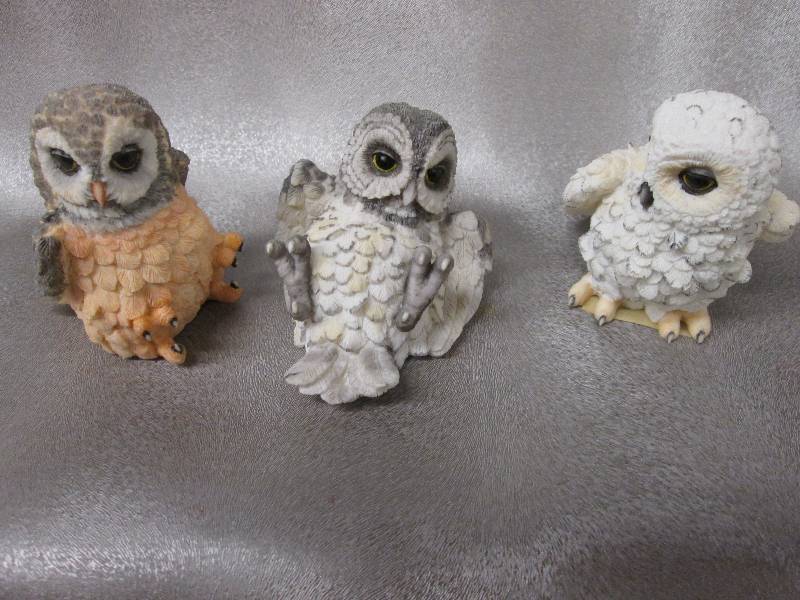 Set of 3 Owl Ceramic Figurines in I...