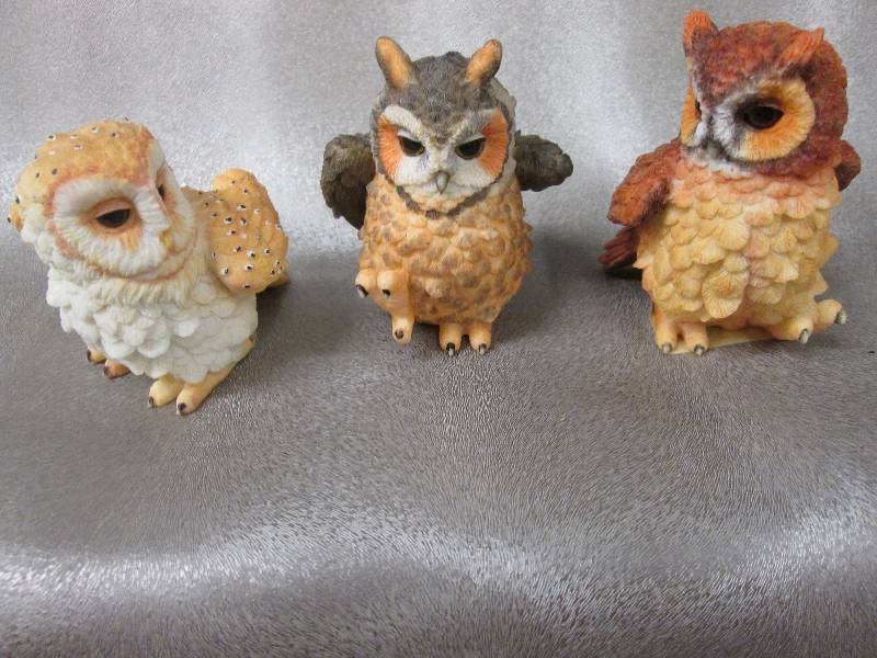 Set of 3 Owl Ceramic Figurines in I...