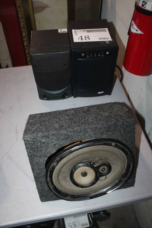 lot 48 image: Lot of (3) Electronics Including 1) Home-made Speaker AND 1) Tripp-Lite UPS AND 1) Tripp-Lite UPS