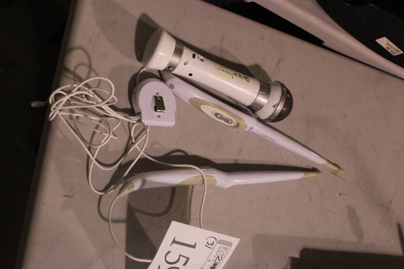 lot 159 image: Lot of (3) Wii Controllers Including 2) Drum Sticks AND 1) Microphone