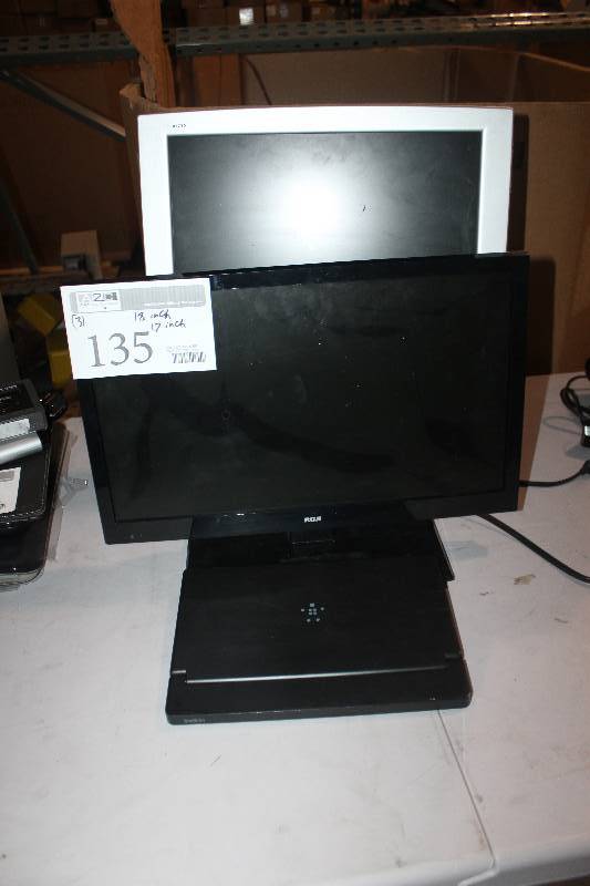 lot 135 image: Lot of (3) Electronics Including 1) Belkin Keyboard AND 1) 18 RCA Monitor AND 1) 17 Gateway Monitor