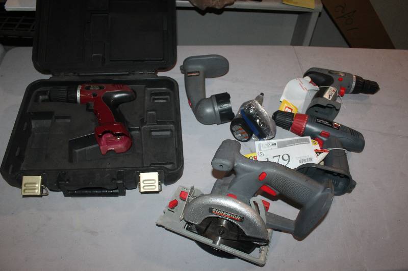 lot 179 image: Lot of (5) Cordless Power Tools Including Dremel 7700, ToolShop, Superior Drills Saw Multi-Tool