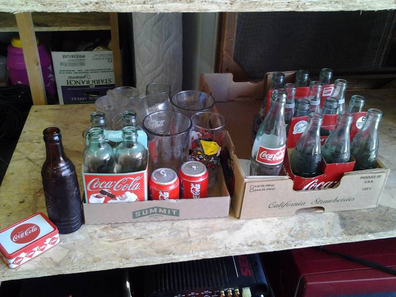 lot 68 image: Collection Of Coca-Cola Bottles, Glasses, Salt & Pepper, More