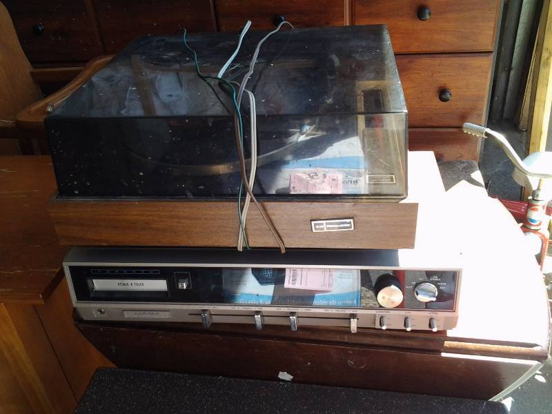 lot 71 image: 2-Old School Electronics  Realistic Turntable, Lloyds 8-Track Receiver