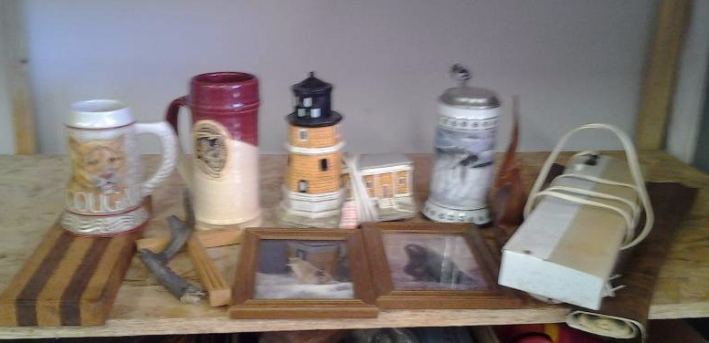 lot 80 image: Wolf & Other Steins, Lighted Lighthouse & Misc