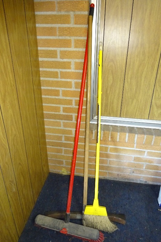 2 Brooms and 1 squeegee