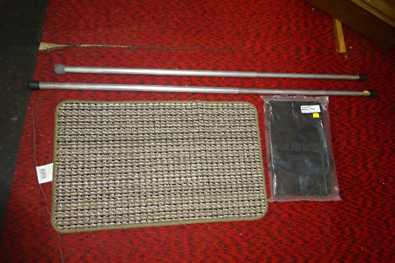 Rug, battery tray, extension poles