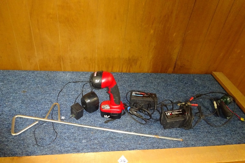 2 CHARGERS, HOSE SPRAYERS, FLASHLIGHT