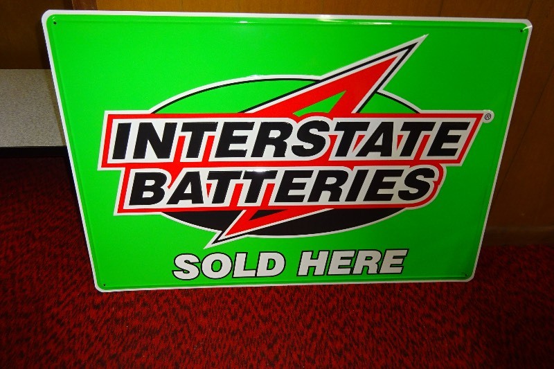 Interstate batteries tin sign