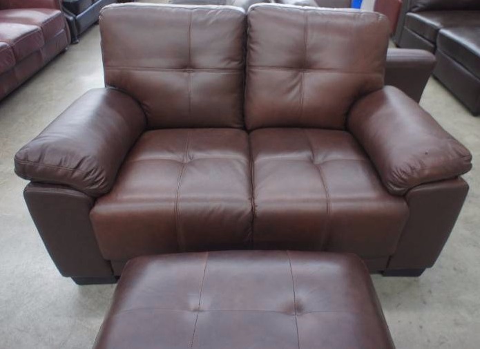 New 58 High End Leather Loveseat and Ottoman