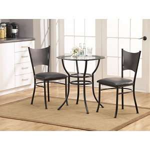 Alcove 3-pc. Glass-Top Black Metal Bistro Set