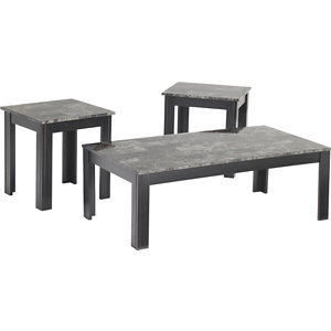 Gray Marble-Look 3-pc. Table Set