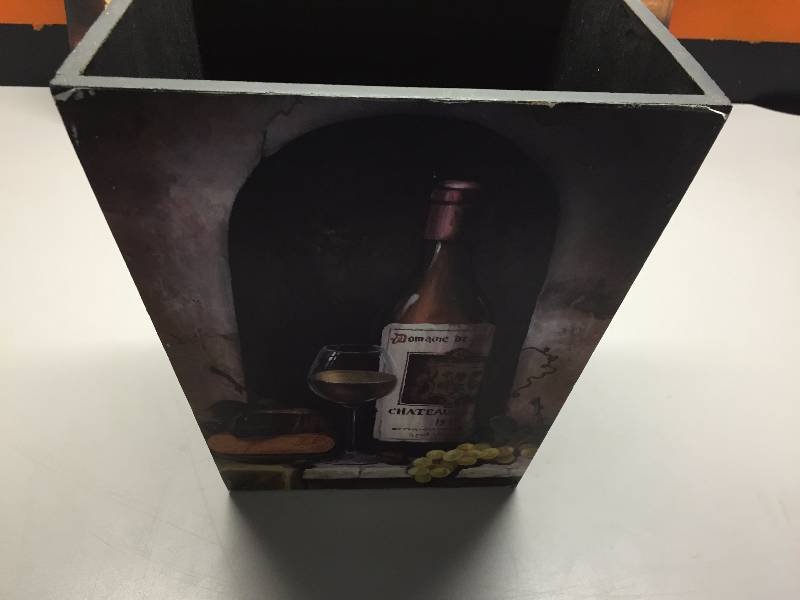 lot 16 image: WINE RACK, PICTURES AND WINE TRASH CAN