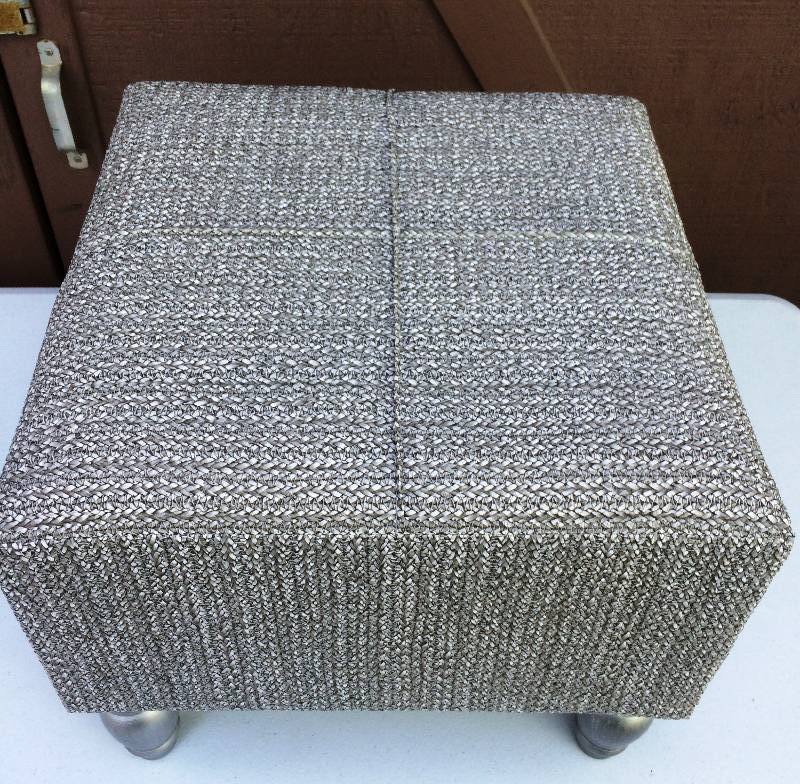 lot 29 image: Super Silver Chic Ottoman with Hidden Storage - Looks New  Pottery Barn or Possibly Pier 1 
