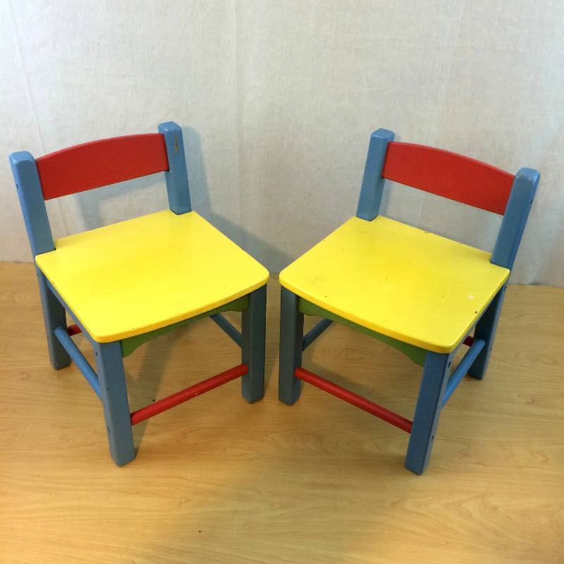 lot 17 image: Two PAIR Little Tikes Deluxe Wooden Chairs Cute Colorful