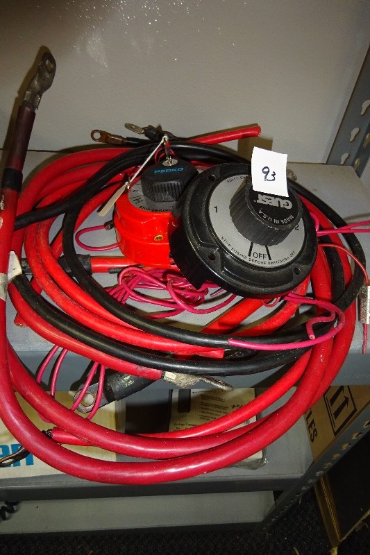 lot 93 image: Batter cables with 2 battery shut off switches