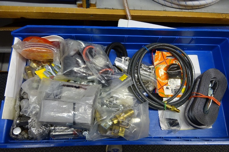 lot 129 image: Misc. lugs, lug nuts, tow hooks, reflectors
