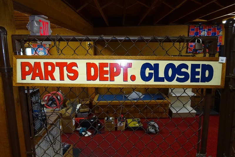 lot 163 image: Parts Department closed sign